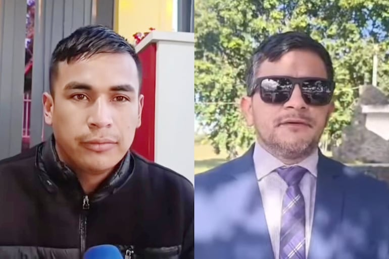 El policía Julio César López Zárate (de negro) y el abogado Ángel Daniel Jaime Galeano (de traje).