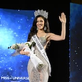 La nueva Miss Universo Paraguay, Gretha Matiauda, saludando tras su coronación. (Pedro González)
