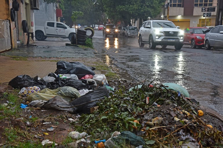 Basura acumulada en la calle Asunción Flores yJohn F. Kennedy.