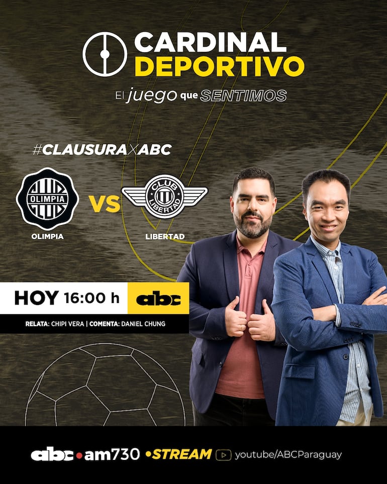 Olimpia vs. Libertad, por ABC Cardinal 730 AM y ABC Paraguay en Youtube.