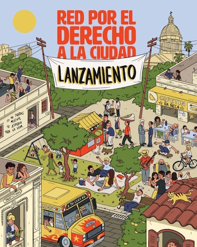 Cartel de la Red por el derecho a la Ciudad.