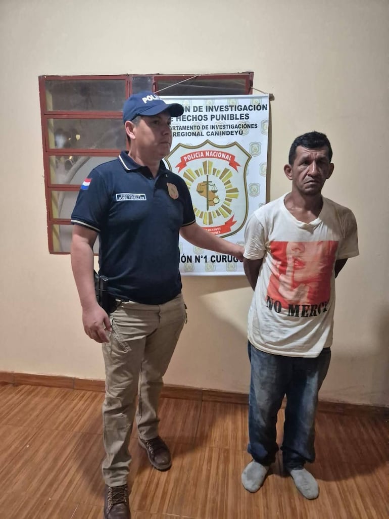 Luis Alberto Meza González de 38 años detenido por ser sospechoso de asesinar a su madre a puñaladas en Curuguaty.