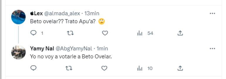 Tweet de Norma Aquino, "Yami Nal", senadora electa por el Partido Cruzada Nacional, en el que asegura que no votará por Silvio "Beto" Ovelar para presidir el Congreso.