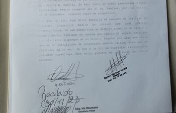 Denuncia presentada por el dirigente deportivo Oscar Mendoza contra el concejal municipal y enfermero, Hugo Ariel Amarilla (ANR), ante la fiscalía zonal de Edelira.