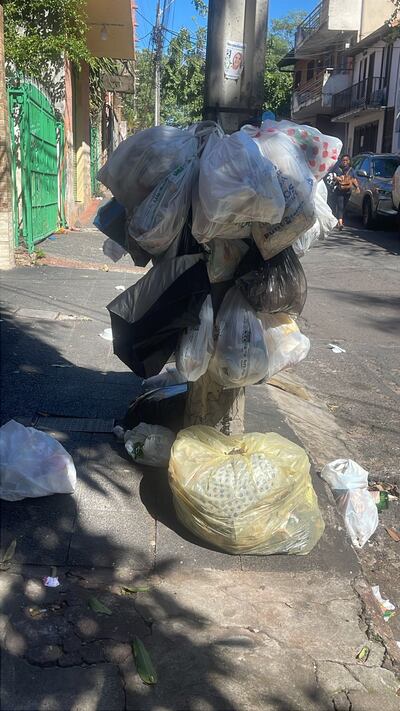 Un "arbolito de basura" formaron los vecinos en el barrio Ciudad Nueva de Asunción.