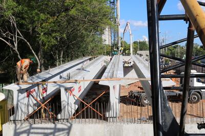 Vigas de uno de los viaductos del Corredor Vial Botánico