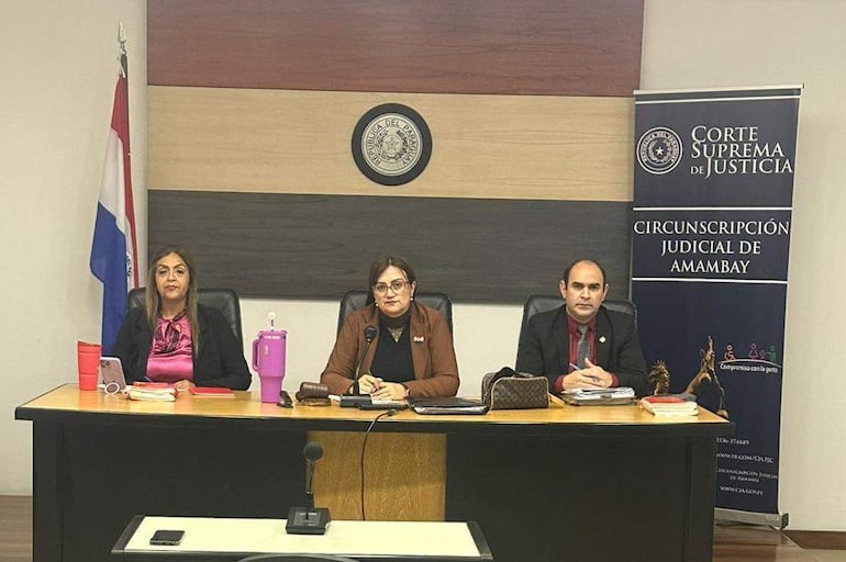 El tribunal de sentencia de la Circunscripción Judicial de Amambay, estuvo integrado por los jueces Librada Peralta (como presidenta), Digna Cristaldo y Abel Molinas.
