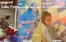Capturas del video donde se ven a varias persona robando las plantas de las veredas.