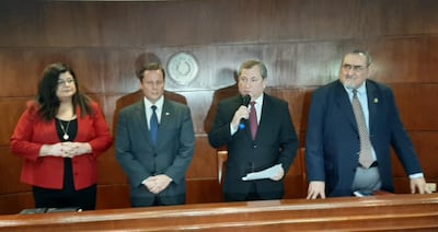 Los ministros María Carolina Llanes, Alberto Martínez Simón, Eugenio Jiménez Rolón y Antonio Fretes.