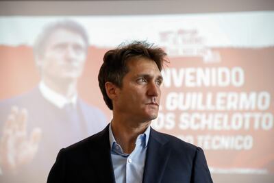 Guillermo Barros Schelotto en la presentación como entrenador de la selección paraguaya.
