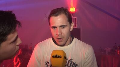 Robert Piris da Motta, jugador de Cerro Porteño, durante la entrevista con ABC TV en los festejos del título de campeón en el Fan Fest de La Nueva Olla, en Asunción, Paraguay.