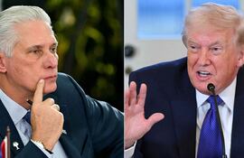 El presidente de Cuba, Miguel Díaz-Canel (i) y el mandatario de Estados Unidos, Donald Trump.