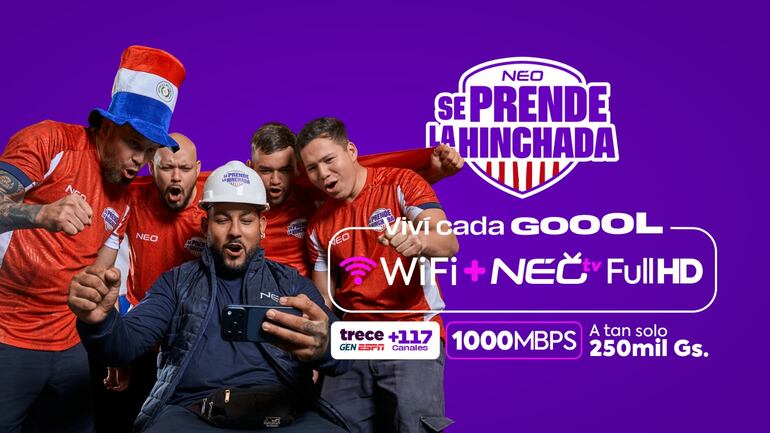 La campaña de NEO Telecom se inspira en el concepto del Jugador N.º 12, representando a toda la hinchada paraguaya.
