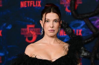 La actriz británica Millie Bobby Brown en el estreno mundial de la quinta temporada de "Stranger Things".