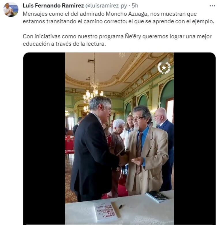 El ministro de Educación, Luis Ramírez aprovechó entrega de Premio Nacional de Literatura 2023 para promocionar programa Ñee´ry.