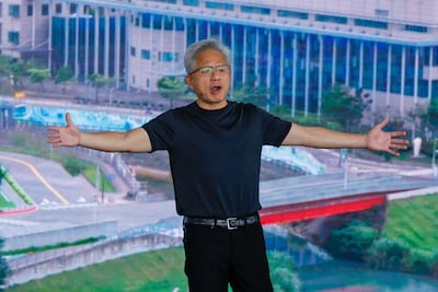 El presidente y director ejecutivo de NVIDIA, Jensen Huang, habla durante la celebración “NVIDIA Constellation All-Employee Celebration” en Taipéi, Taiwán, el 27 de mayo de 2026. Huang tiene previsto ofrecer una conferencia magistral en el Taipei Music Center el 1 de junio durante el GTC Taipei en el marco de Computex 2026.