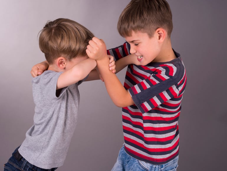 Concepto de pelas entre hermanos.