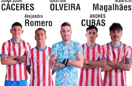 Los nacionalizados que Paraguay tiene en su plantilla: Juan José Cáceres, Alejandro “Kaku” Romero Gamarra, Gastón Olveira, Andrés Cubas y Maurício Magalhães Prado.