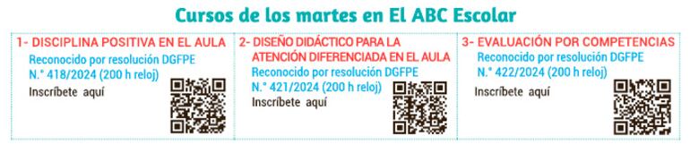 Cursos de los martes en El ABC Escolar