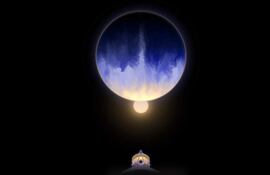 Recreación artística del exoplaneta "WASP-107 b", cuya atmósfera ha podido estudiar un equipo internacional de investigadores gracias al telescopio espacial James Webb de la NASA.