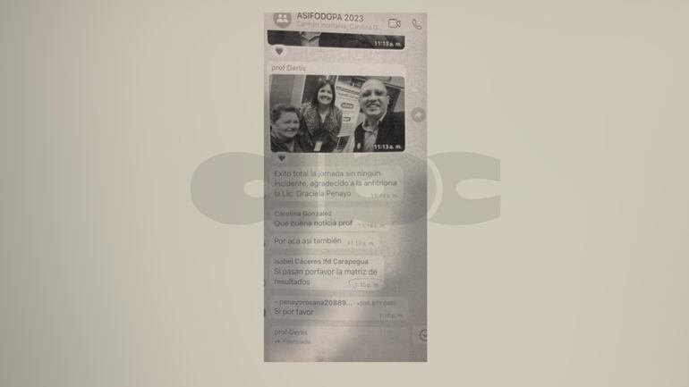 Conversaciones de Whatsapp que confirmarían que la misma concejal lambareña Carolina González filtró las respuestas de las pruebas para ingresar a institutos de formación docente.