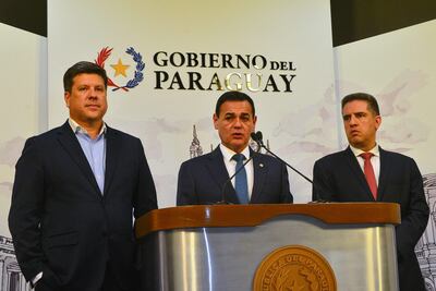 Conferencia de prensa en la cual el gobierno paraguayo dio a conocer la suspensión de las negociaciones del Anexo C de Itaipú con su socio en la binacional, Brasil.