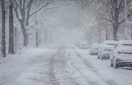 Paisaje urbano durante las fuertes nevadas.