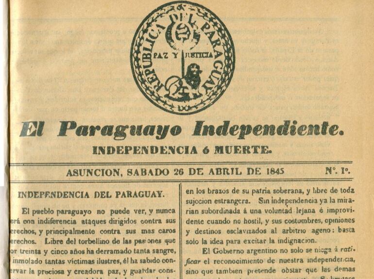 Primer ejemplar de El Paraguayo Independiente