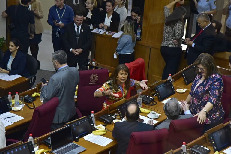 La senadora Celeste Amarilla y otros parlamentarios.