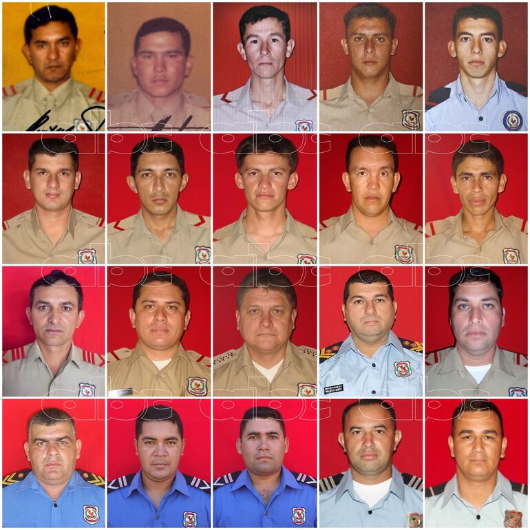 Los 20 policías asesinados hasta ahora por el grupo terrorista EPP.