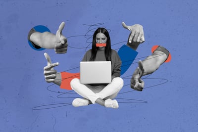 Concepto de body shaming en redes sociales.