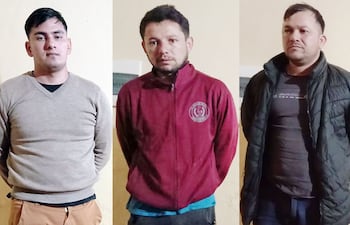 De izq. a der.: Cristian David Paredes González, Arnaldo Pérez Espínola y
Victorino Herrera Espínola, capturados por abigeato en Valenzuela y ahora encarcelados.