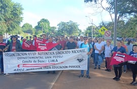 Docentes de San Pedro se suman a movilización nacional y no descartan cierre de rutas