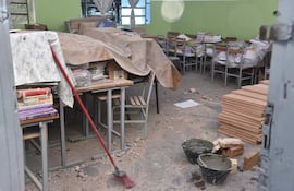 En este estado se encuentro una de las aulas de la Escuela Pedro P. Peña de Asunción.