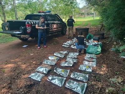 La droga hallada por los agentes antidrogas en la plaza pública de Ciudad del Este.