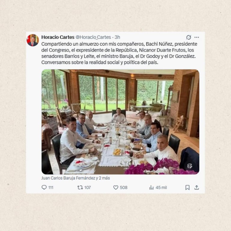 Horacio Cartes se reunió con referentes de la ANR en almuerzo que sirvió para consolidar alianzas y definir lealtades