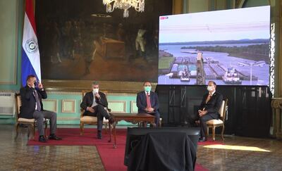 Acto de apertura de la esclusa de Yacyretá, en el Palacio de Gobierno.