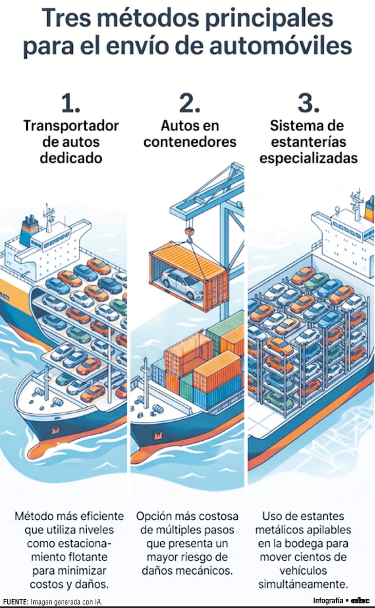 Tres métodos principales para el envío de automóviles
