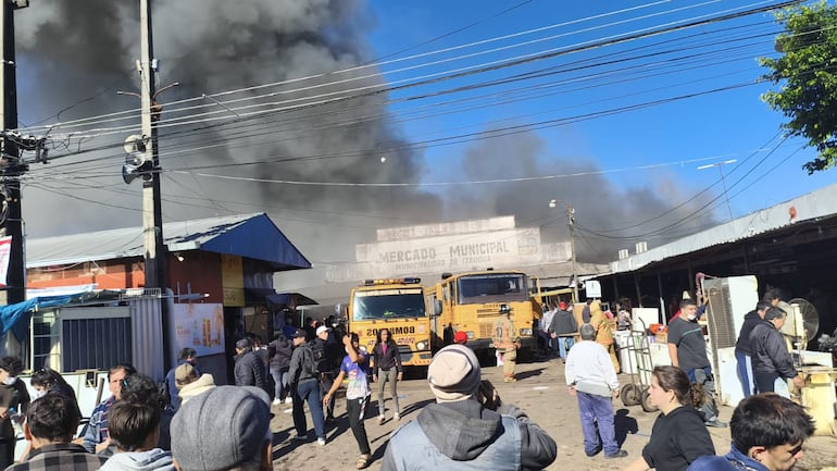 El incendio movilizó a una gran cantidad de bomberos que trabajan arduamente en el sitio
