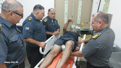 Atropellan a un inspector de la Caminera, en la ciudad de Caacupé ayer.