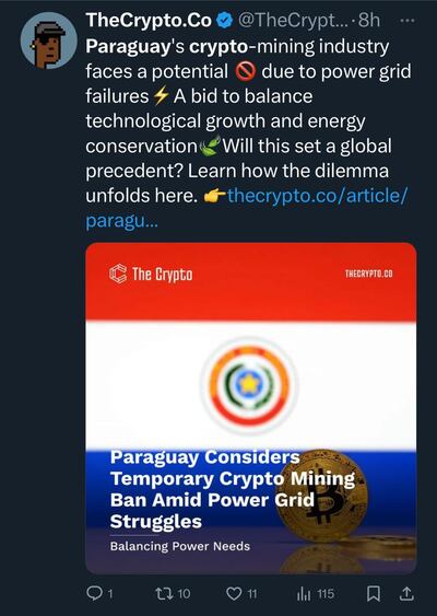 Repercusión al proyecto de ley de prohibir la criptominería en el país.