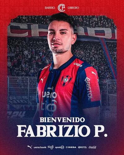 El anuncio del fichaje de Fabrizio Peralta en Cerro Porteño.