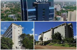 La torre de Ueno; el Edificio Facundo Insfrán de jubilaciones del IPS y la sede del BCP.