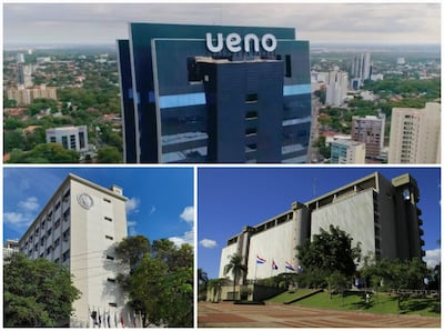 La torre de Ueno; el Edificio Facundo Insfrán de jubilaciones del IPS y la sede del BCP.