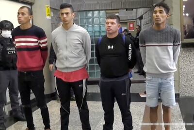 De izq. a der.: El sicario Wendre Stil Scott Carrillo, el marcador Cristian Camilo Monsalve Londoño, el articulador Francisco Luis Correa Galeano y el transportista Eiverson Adrián Zabaleta Arrieta.