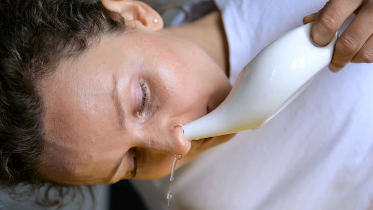 Concepto de irrigación nasal.