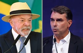 El presidente brasileño Luiz Inácio Lula da Silva (a la izquierda) y el senador Flávio Bolsonaro.