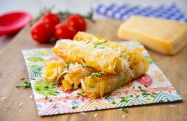 Canelones de pollo y choclo.