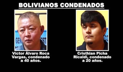 Víctor Álvaro Roca Vargas, condenado a 30 años de pena ordinaria más 10 años de medidas de seguridad, y Cristhian Picha Ricaldi, condenado a 15 años de pena ordinaria más 5 años de medidas de seguridad.