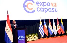 Gustavo Lezcano, presidente de Capasu, en su discurso de la Expo que se realiza hasta hoy